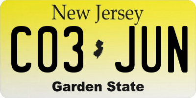 NJ license plate C03JUN