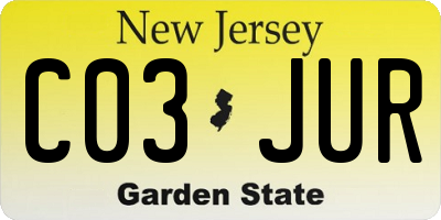 NJ license plate C03JUR