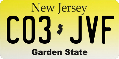 NJ license plate C03JVF