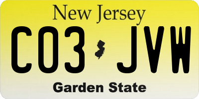 NJ license plate C03JVW