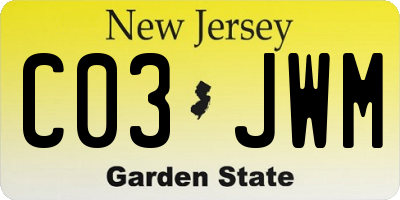NJ license plate C03JWM