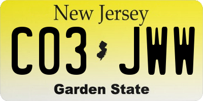 NJ license plate C03JWW
