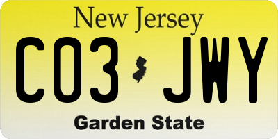 NJ license plate C03JWY