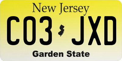 NJ license plate C03JXD