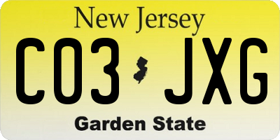 NJ license plate C03JXG