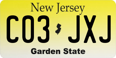 NJ license plate C03JXJ