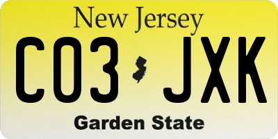 NJ license plate C03JXK