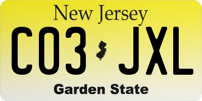 NJ license plate C03JXL