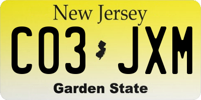 NJ license plate C03JXM