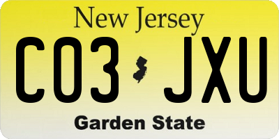 NJ license plate C03JXU
