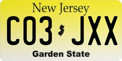 NJ license plate C03JXX