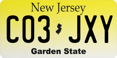 NJ license plate C03JXY