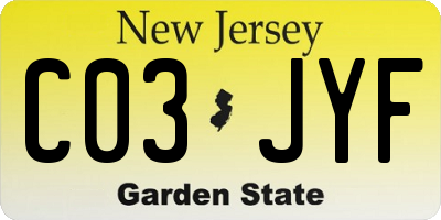 NJ license plate C03JYF