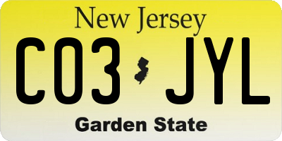 NJ license plate C03JYL