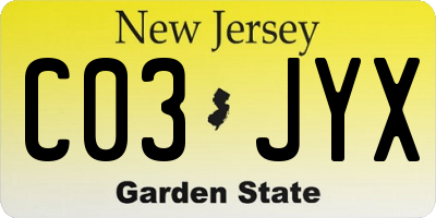 NJ license plate C03JYX