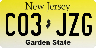 NJ license plate C03JZG