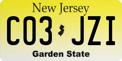 NJ license plate C03JZI