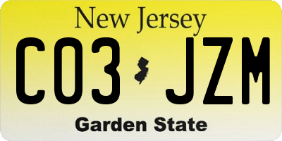 NJ license plate C03JZM