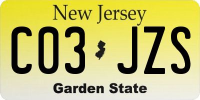 NJ license plate C03JZS