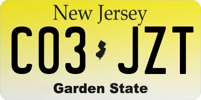 NJ license plate C03JZT