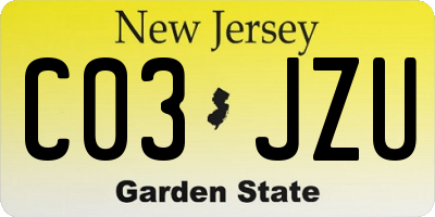 NJ license plate C03JZU