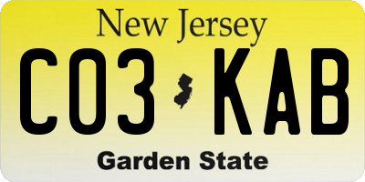 NJ license plate C03KAB