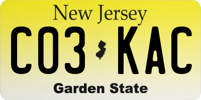 NJ license plate C03KAC