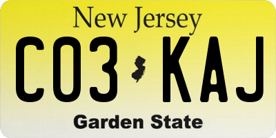 NJ license plate C03KAJ
