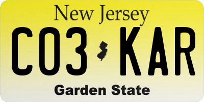 NJ license plate C03KAR