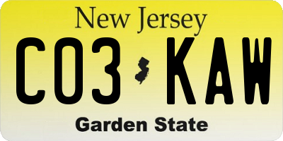 NJ license plate C03KAW