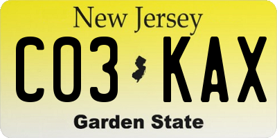 NJ license plate C03KAX