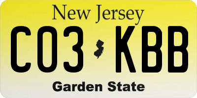 NJ license plate C03KBB
