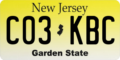 NJ license plate C03KBC