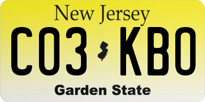 NJ license plate C03KBO