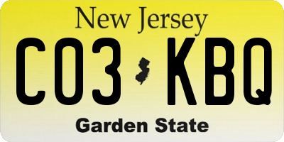 NJ license plate C03KBQ
