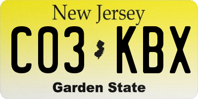 NJ license plate C03KBX