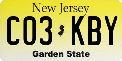 NJ license plate C03KBY