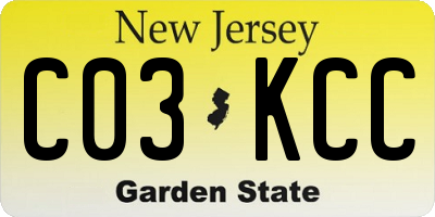 NJ license plate C03KCC