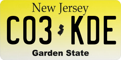 NJ license plate C03KDE