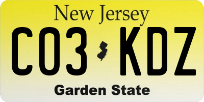 NJ license plate C03KDZ