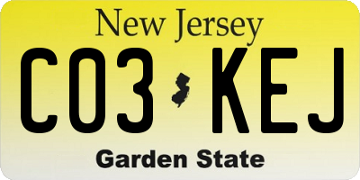 NJ license plate C03KEJ