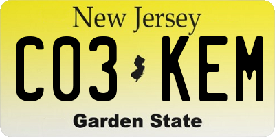 NJ license plate C03KEM