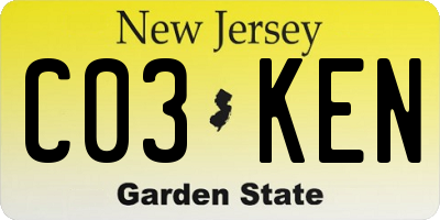 NJ license plate C03KEN