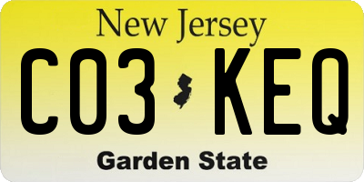 NJ license plate C03KEQ