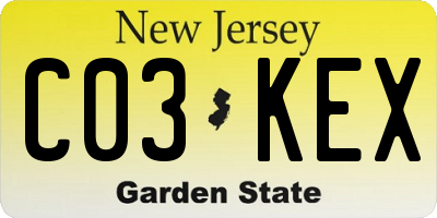 NJ license plate C03KEX