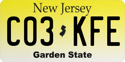 NJ license plate C03KFE