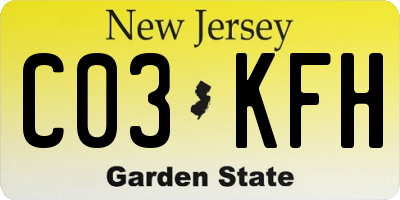 NJ license plate C03KFH