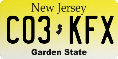 NJ license plate C03KFX