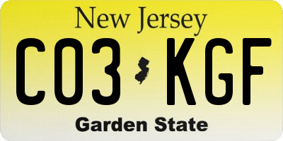NJ license plate C03KGF