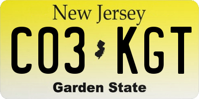 NJ license plate C03KGT